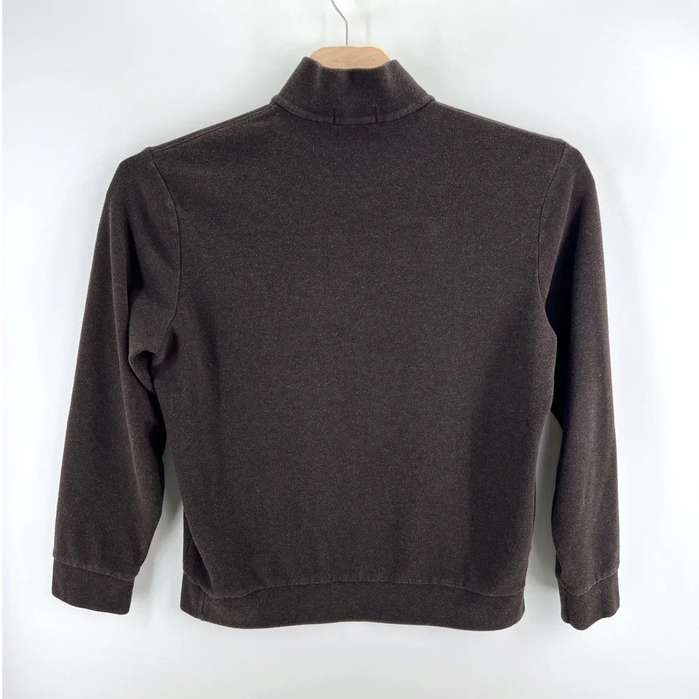Polo Ralph Lauren Quarter Zip Pullover Large Cotton Blend Brown Classic Preppy